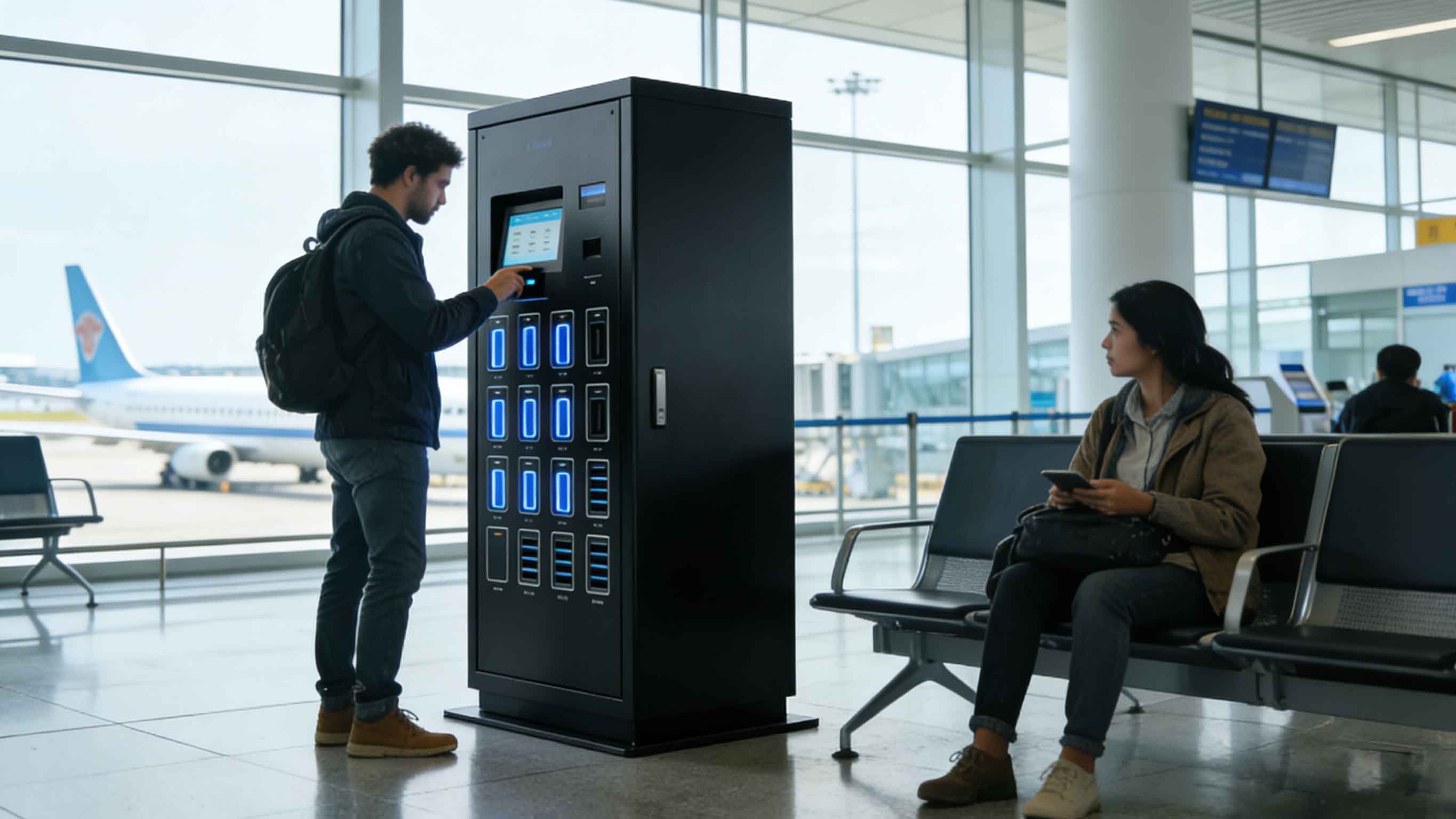 Outdoor IP55 shared power bank cabinet front