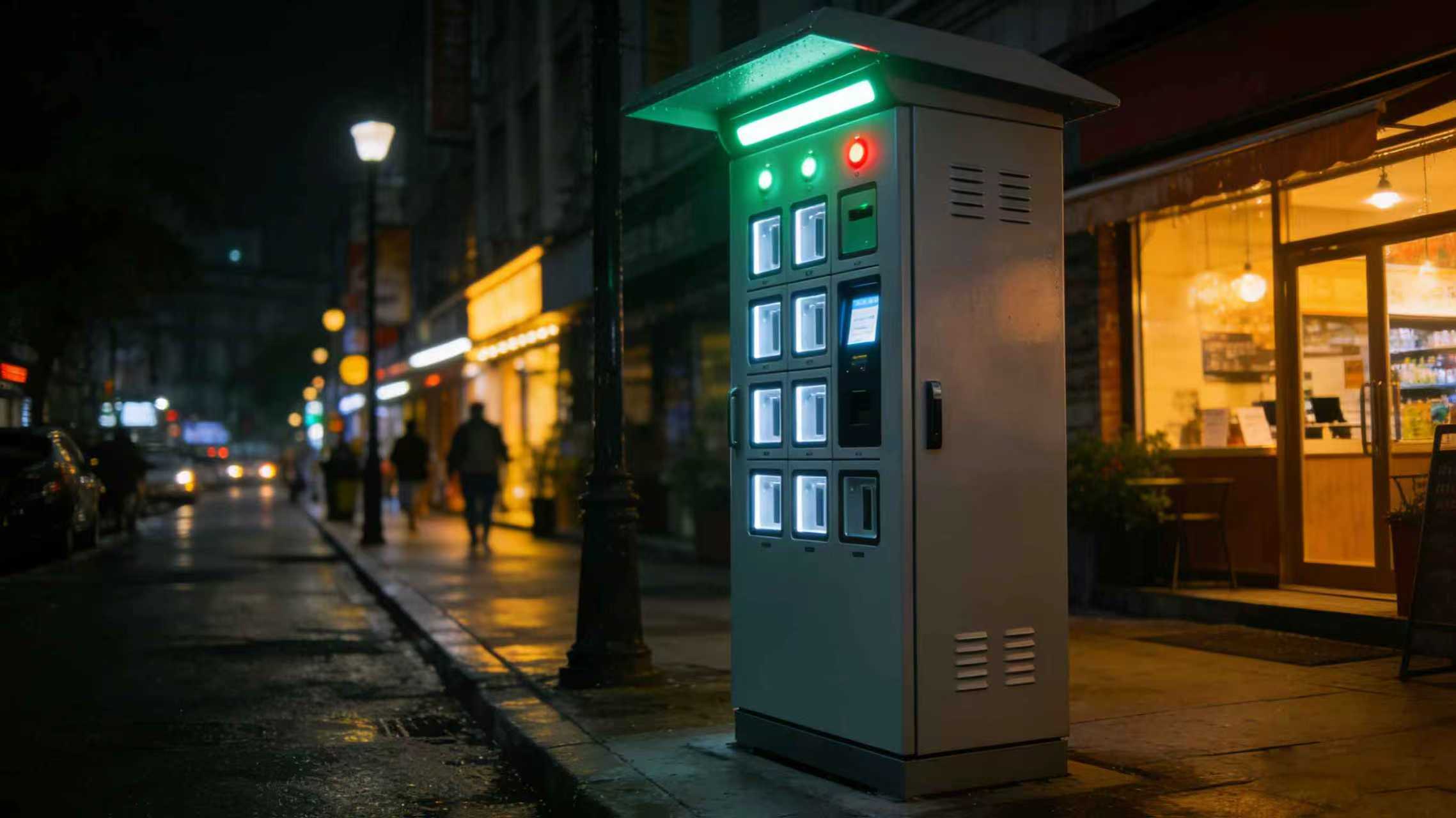 Anti-theft touch screen door of a power bank cabinet