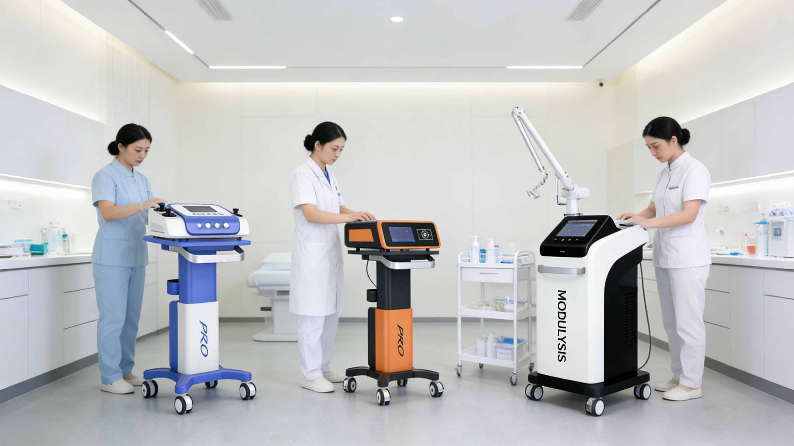 Professional medical aesthetic therapy device with custom sheet metal housing