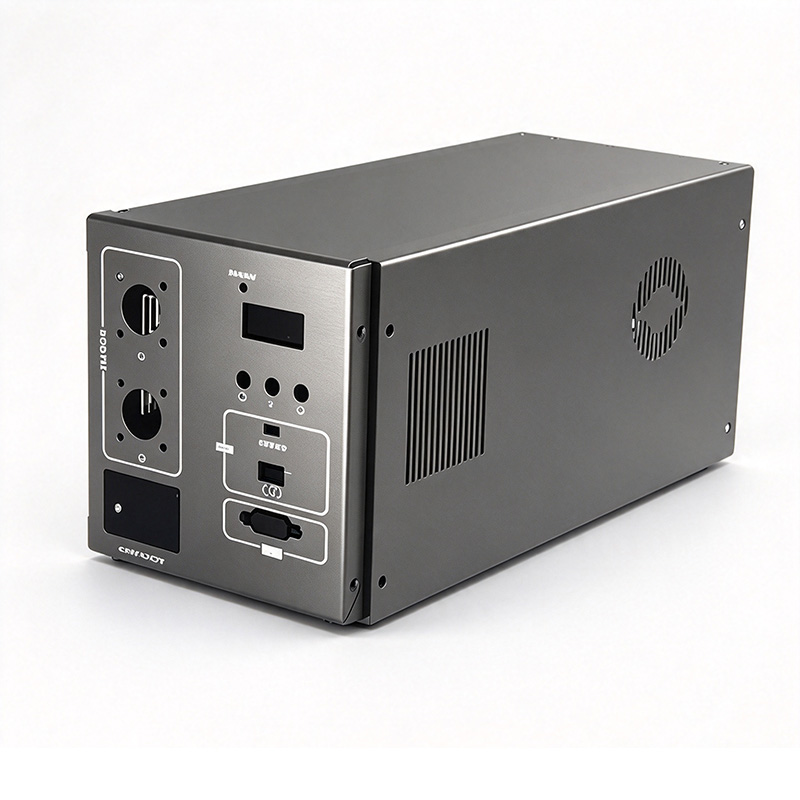 Custom Sheet Metal Enclosure for Portable Power Station - custom sheet metal power cabinet front view